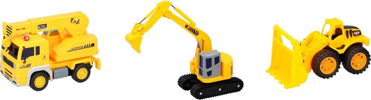 Gearbox speelgoedtruck set – Graafmachine – Bulldozer - Hijskraan