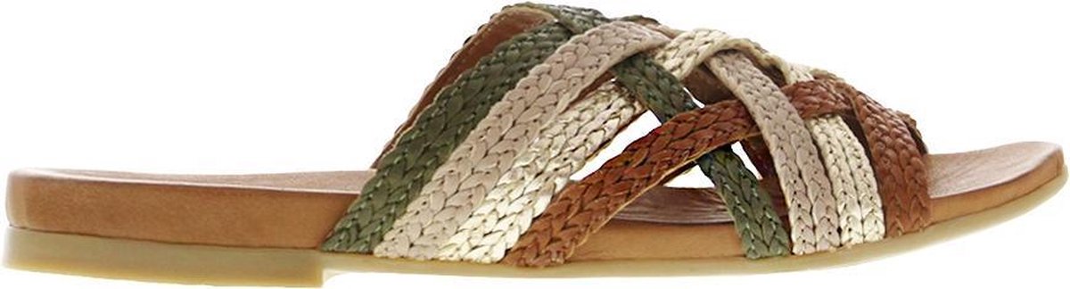 Tango | Mila 512-d multi colour earth braided sandal - cognac sole | Maat: 38