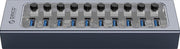 ORICO USB 3.0 hub met 10 poorten - aluminium en transparant design - BC 1.2 – 48W - grijs