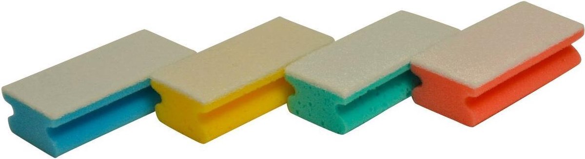 Wecoline | Set van 4 Professionele sponsen | 4 verschillende kleuren | Met handgreep | Met schuuroppervlak
