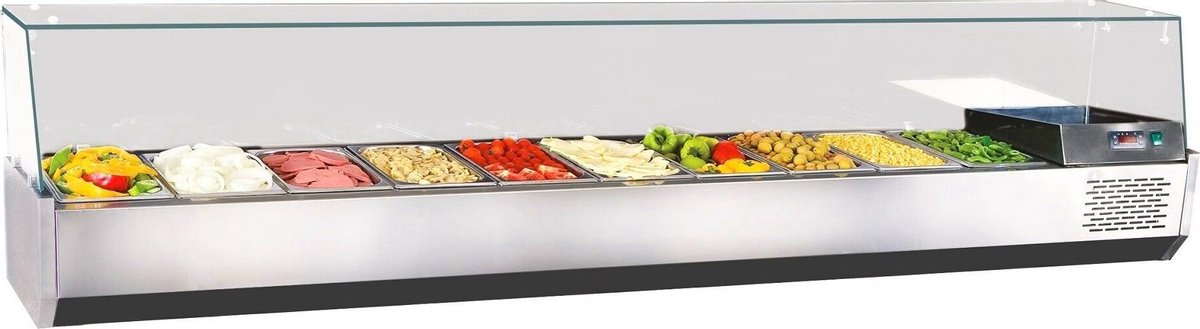 Professionele Gekoelde Opzetvitrine | 10x 1/3 GN | RVS | Combisteel | 7489.5245 | Horeca