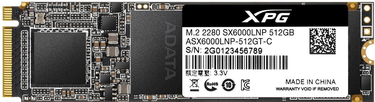 XPG SX6000 Lite internal solid state drive M.2 512 GB PCI Express 3.0 3D TLC NVMe