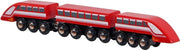 Mentari - Houten treinbaan hogesnelheidstrein 3-delig rood (universeel) - Houten Trein