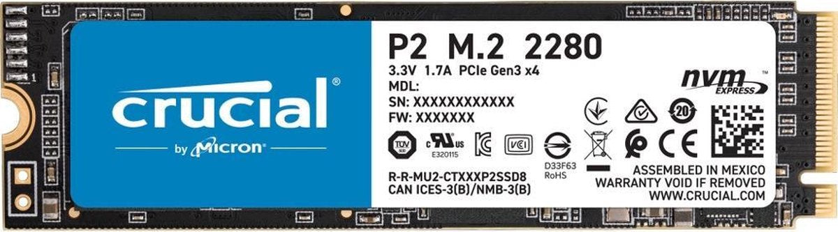 Crucial P2 M.2 1000 GB PCI Express 3.0 NVMe