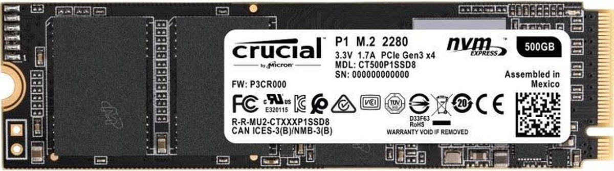 Crucial P1 M.2 500 GB PCI Express 3.0 NVMe