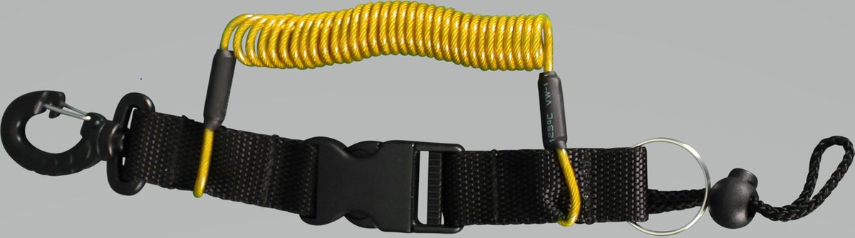 Procean spiraalsnoer 1.8 mtr geel met haak en splitring