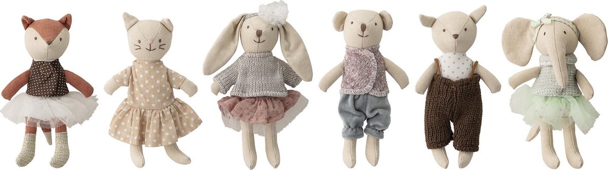Bloomingville - Animal Friends - Dierenvriendjes - Knuffels - Set van 6