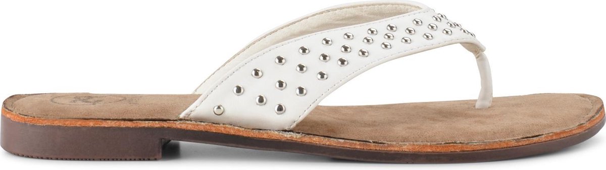 PS Poelman Dames Slippers met Studs - Nyx - Wit - Maat 42