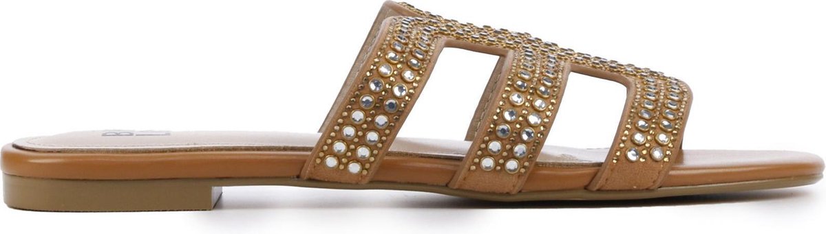 BiBi Lou Vrouwen Leren  Slippers / Damesschoenen 837 - Cognac - Maat 39