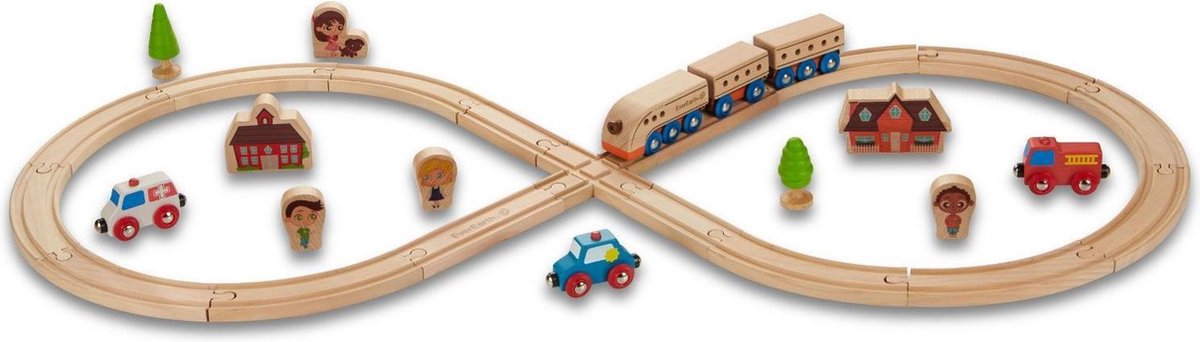 Everearth Treinrailsset Hout 32-delig