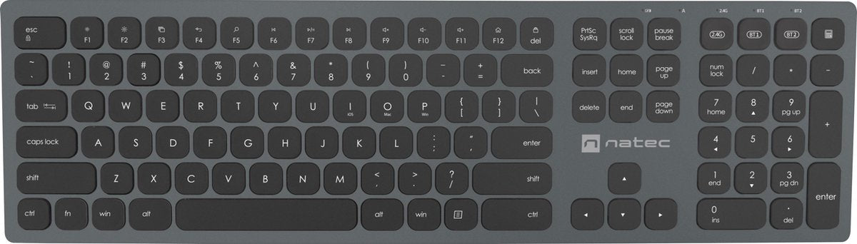 Natec Dolphin Draadloos Bluetooth toetsenbord - Grijs