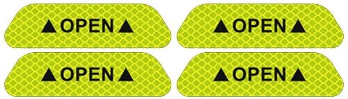 Reflecterende stickers -  Auto reflecterende deur sticker -  Reflecterende Strips - Open portier -  Veiligheid - Reflecterende strips voor fiets - Glow in the dark strips - Nacht strips veiligheid - Autoaccessoires - Reflecterend Geel - 4 Stuks