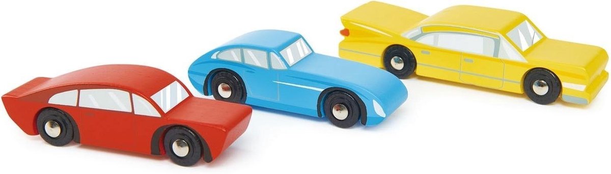 3 Houten retro Auto's | Teander Leaf Toys
