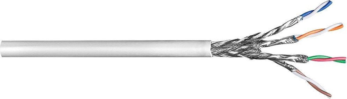 Goobay S/FTP CAT6 Gigabit netwerkkabel met vaste aders - LSZH / grijs - 100 meter