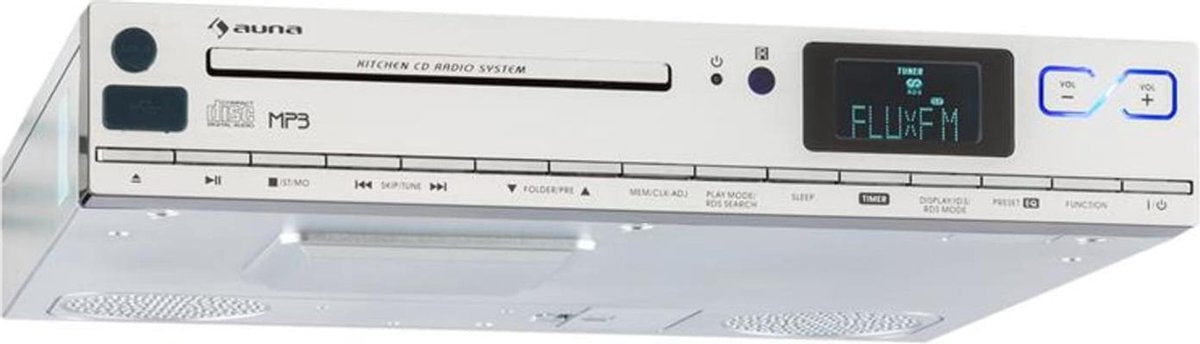auna KCD-20 keuken-onderbouwradio CD MP3 FM RDS afstandsbediening zilver
