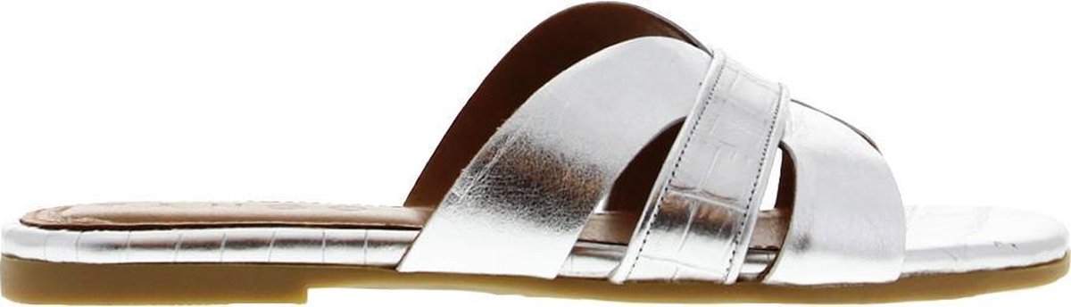 Tango | Madison 2-b silver leahter slipper straps - cognac sole | Maat: 40