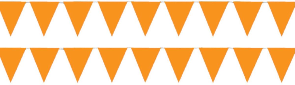 2x stuks sterke oranje vlaggenlijnen 3.5 meter voor binnen en buiten - 12 vlaggetjes - Nederland oranje supporters versiering