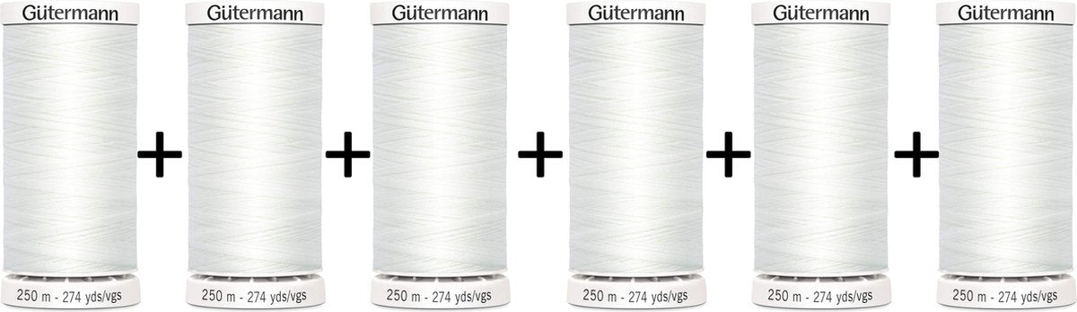 Gütermann Naaigaren Voordeelset - Wit - Nr 800 - 250m - 6 Klosjes