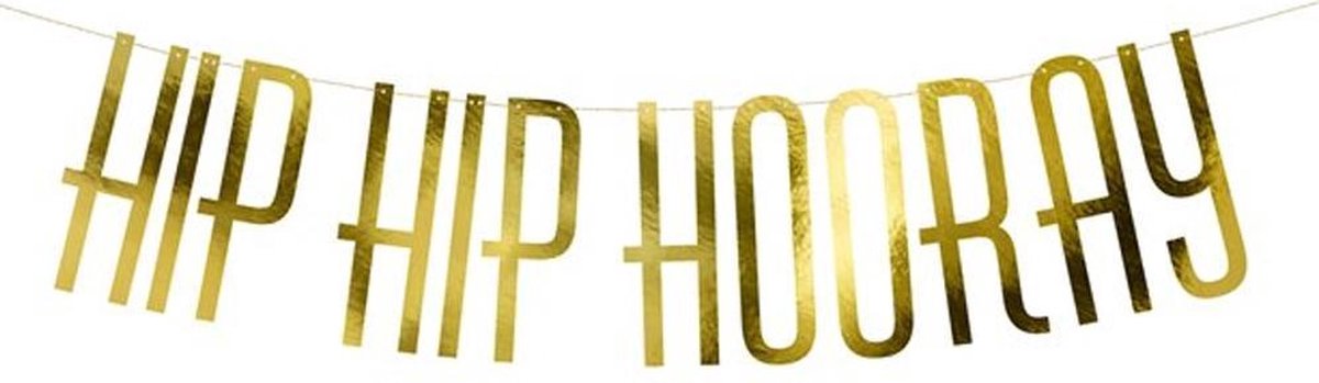 Verjaardagslinger Hip Hip Hooray Goud 120x15cm