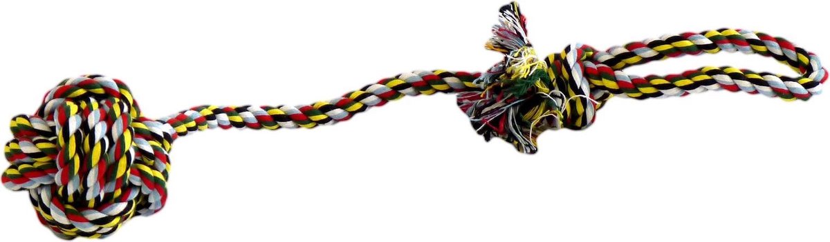 Katoen flossy speelgoedbal met handvat medium 75gr