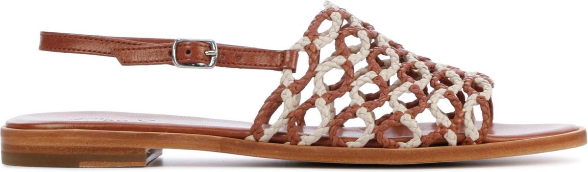 Allan K Vrouwen Leren  Sandalen / Damesschoenen Hope links - Cognac - Maat 41