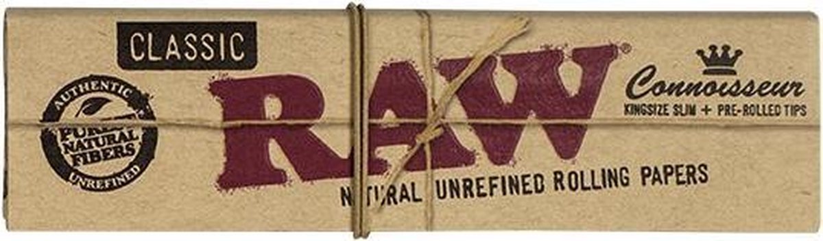 RAW Classic Rolling Papers Connoisseur - King Size Slim +  Tips