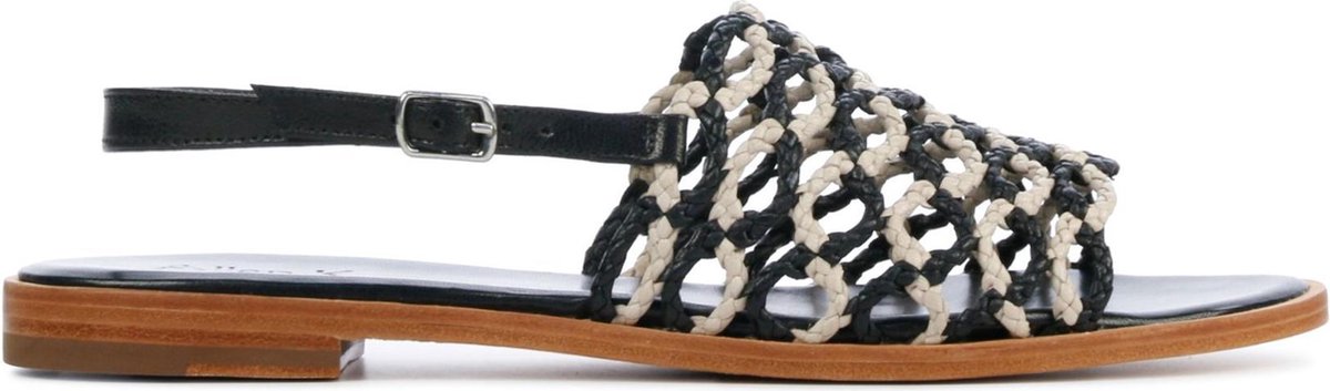 Allan K Vrouwen Leren  Sandalen / Damesschoenen Hope links - Zwart - Maat 40