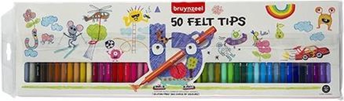 BRUYNZEEL Inspiring Young set 50 stiften Felt Tips viltstiften