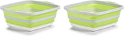2x Wit/groene opvouwbare afwasteil/afwasbakken met snijplank 40 x 32 cm - Zeller - Keukenbenodigdheden - Afwassen - Afwasbakken/afwasteilen opvouwbaar