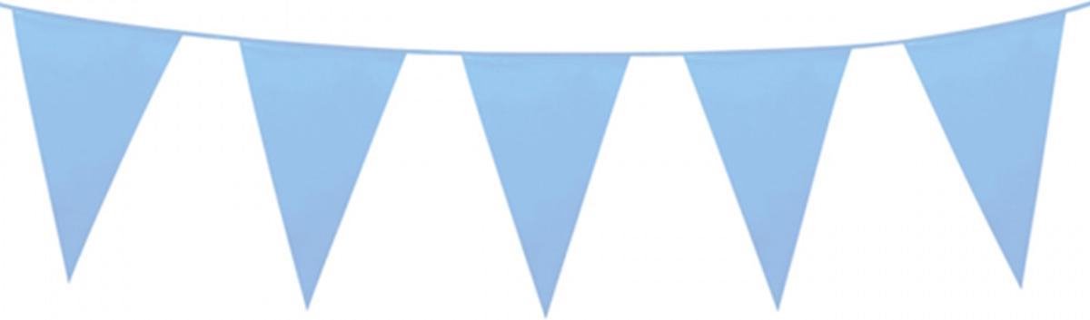 Vlaggen slinger met grote vlaggen (30-45 cm) baby blauw