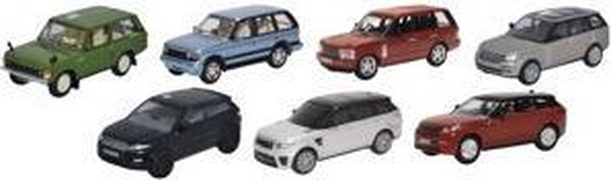OXFORD Range Rover SET CLASSIC/P38/3rd/GEN/VOGUE/EVOQUE/SPORT/VELAR - 7 CAR SET schaalmodel 1:76