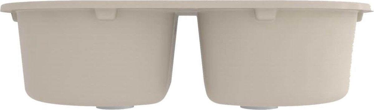 vidaXL Gootsteen dubbele bakken ovaal graniet beige  VDXL_147095
