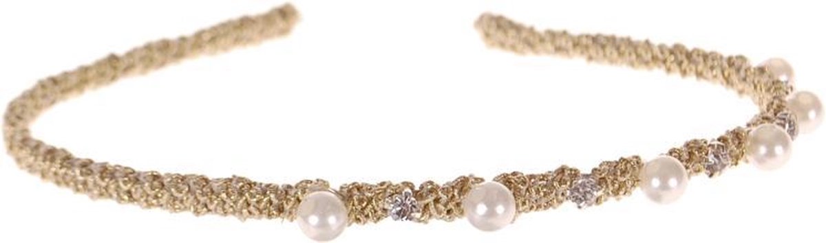 Diadeem met gouddraad strass en parels