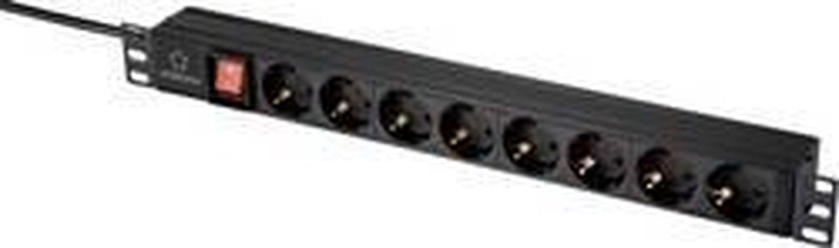Renkforce RF-4604248 19 inch Patchkast-stekkerdoos 1 HE Geaarde contactdoos Met schakelaar Black
