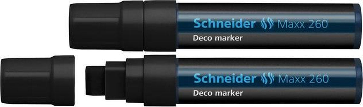 krijtmarker Schneider Maxx 260 zwart. Set á 2x S-126001-2