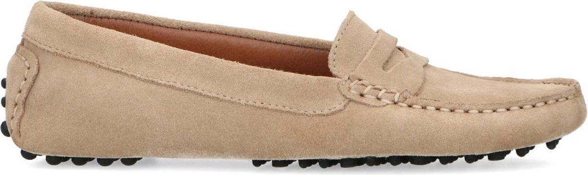 Manfield - Dames - Beige suède loafers - Maat 40