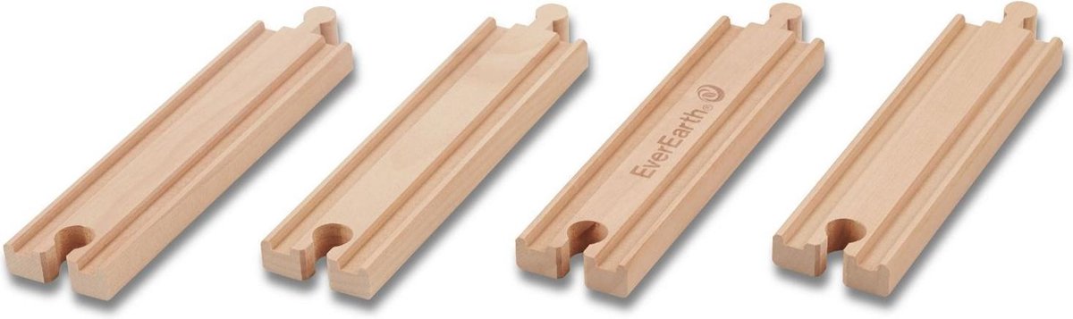 Everearth Treinrails Hout Recht 15 Cm 4-delig