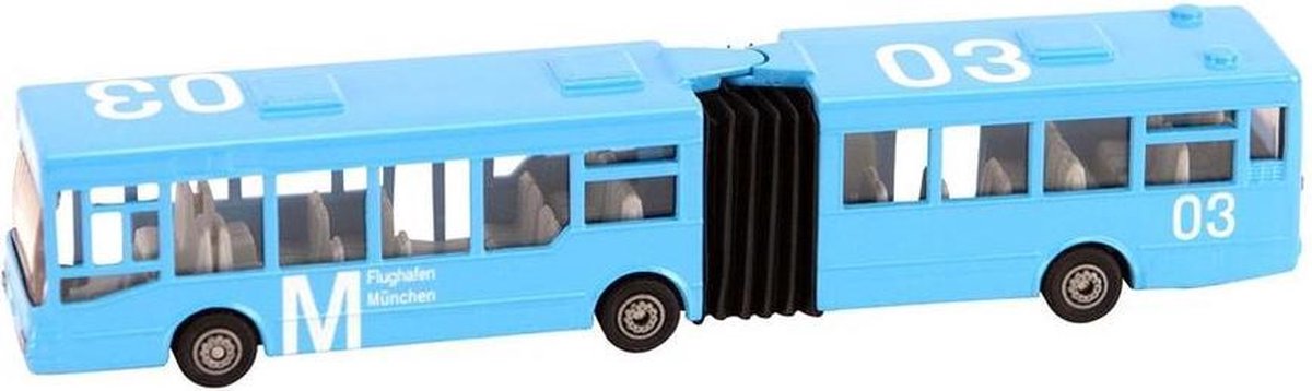 Donkerblauwe harmonicabus op schaal 1:72 - Siku - Speelgoedautos - Speelgoedbussen - Modelautos - Shuttlebus - Park and ride bus
