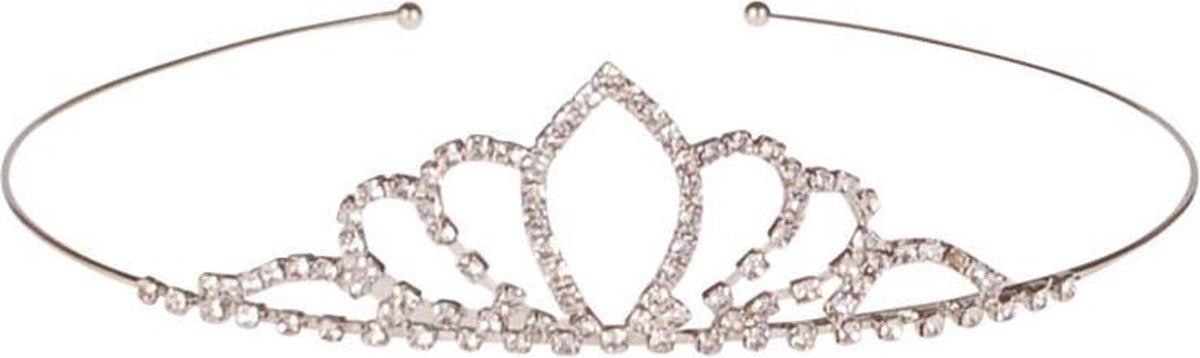 Kindertiara zilverkleurig met strass ovaal