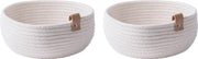 Mandje met kunstleer Ø 25x11cm - set 2 stuks