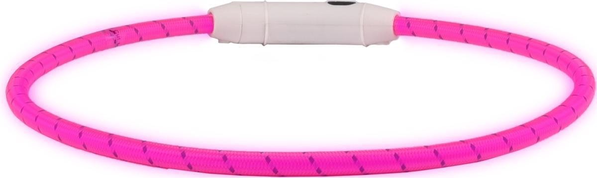 Visio light led halsband nylon reflecterend roze 33/63