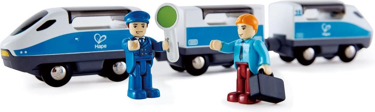 Hape Houten Intercity Trein 27 Cm Wit/blauw
