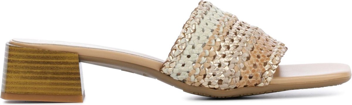 Mace Vrouwen Leren  Slippers / Damesschoenen M1076 - Goud - Maat 39