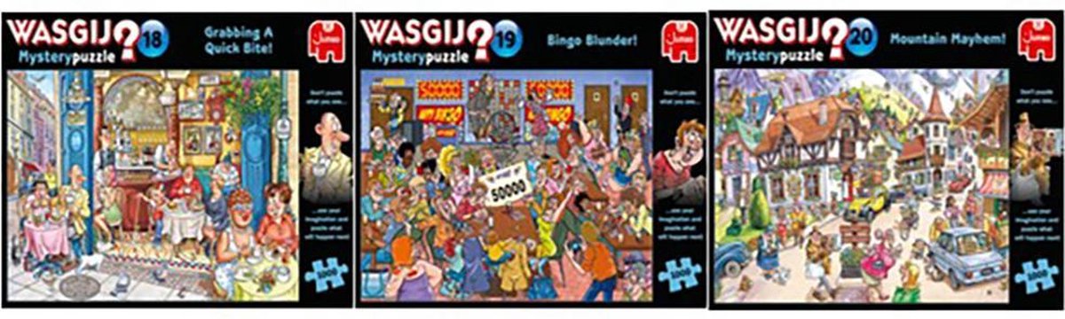 Wasgij puzzel trio - een snelle hap - bingobedrog - vakantie bergen