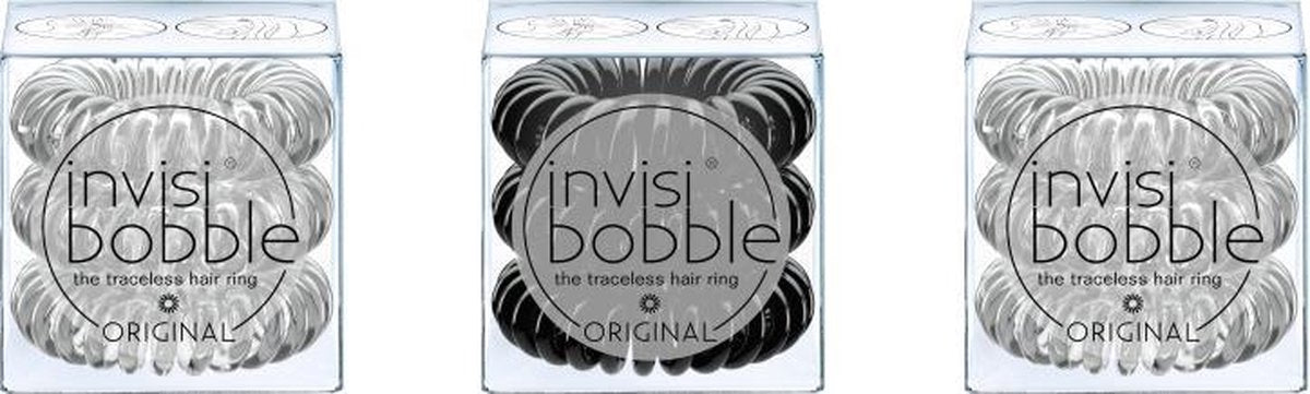 invisibobble ORIGINAL True Black & Crystal Clear - 9 stuks