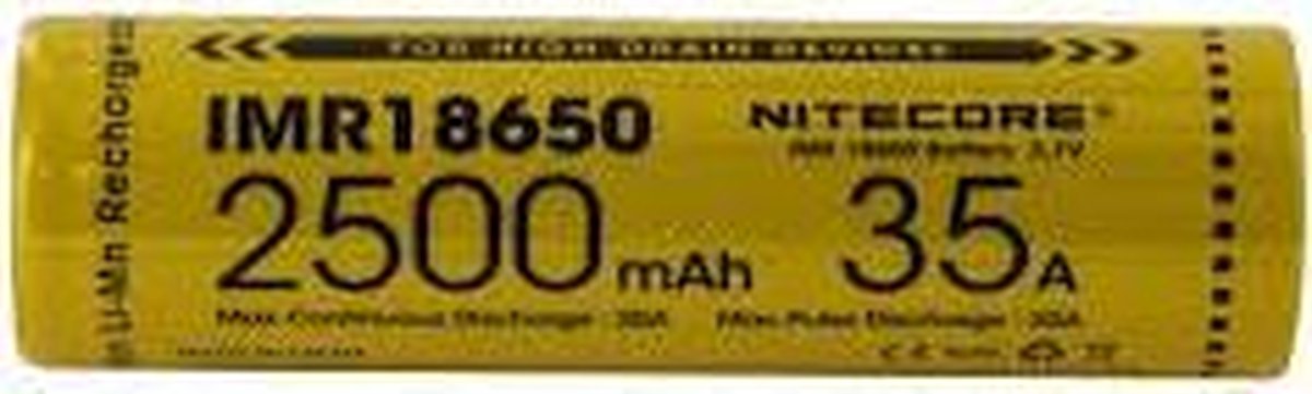 Nitecore IMR 18650 Oplaadbare batterij 2500mAh 35A flat top