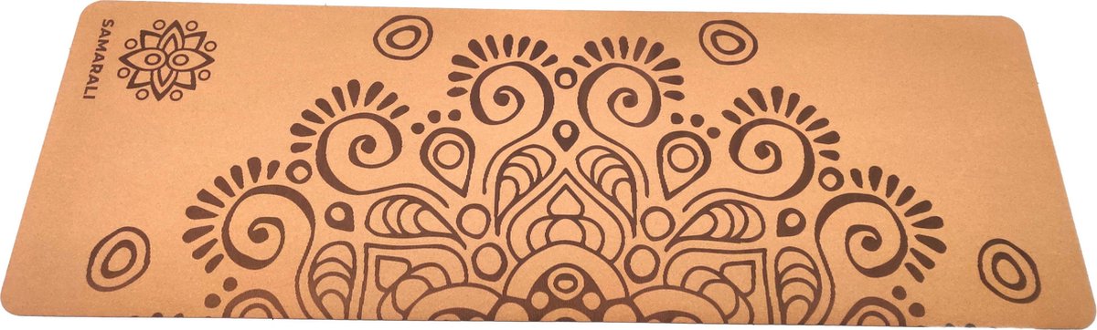 Samarali Moon Eclipse Yogamat van Kurk (toplaag) & Natuur rubber (onderlaag)|183x61x0.4 cm|Milieuvriendelijk|Antimicrobieel| met draagband en eBoek