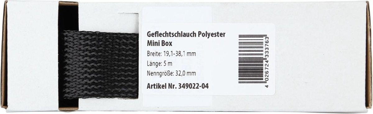 Gevlochten Kabelbescherming Mini Box 19.1 - 38.1 mm / Lengte 5 meter