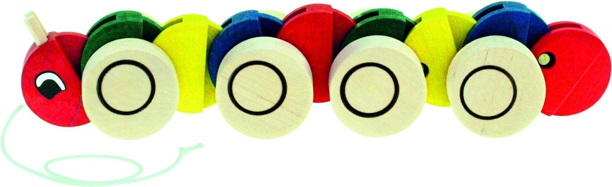 Houten trekfiguur rups