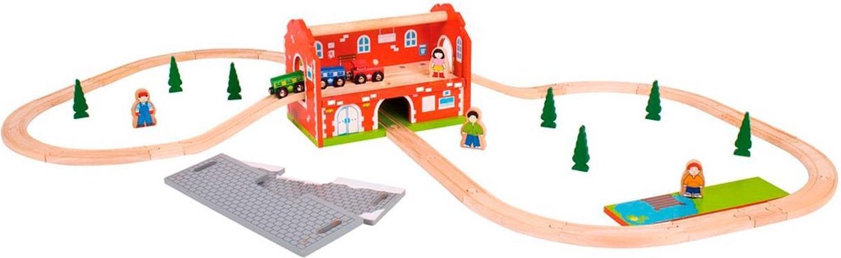 BIGJIGS Treinbaan Speelkoffer Station 40-delig - Hout